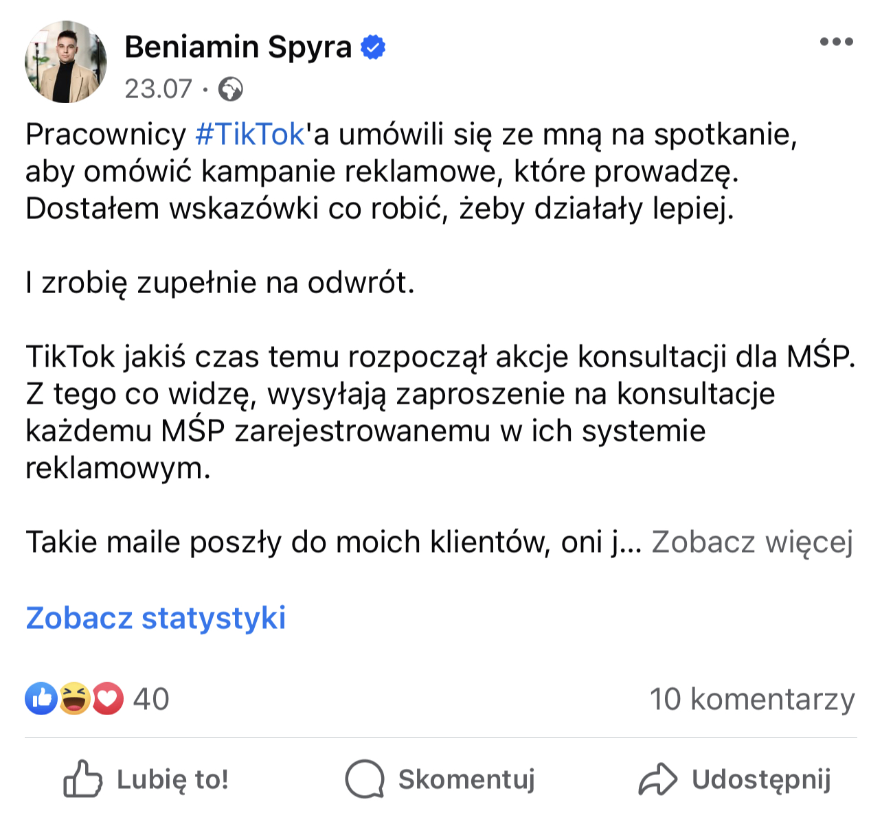 Beniamin Spyra Facebook