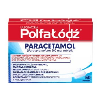 Paracetamol Polfa Łódź 500 mg, 50 tabletek